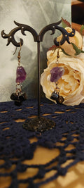 Raw Amethyst and Black Sardonyx Earrings