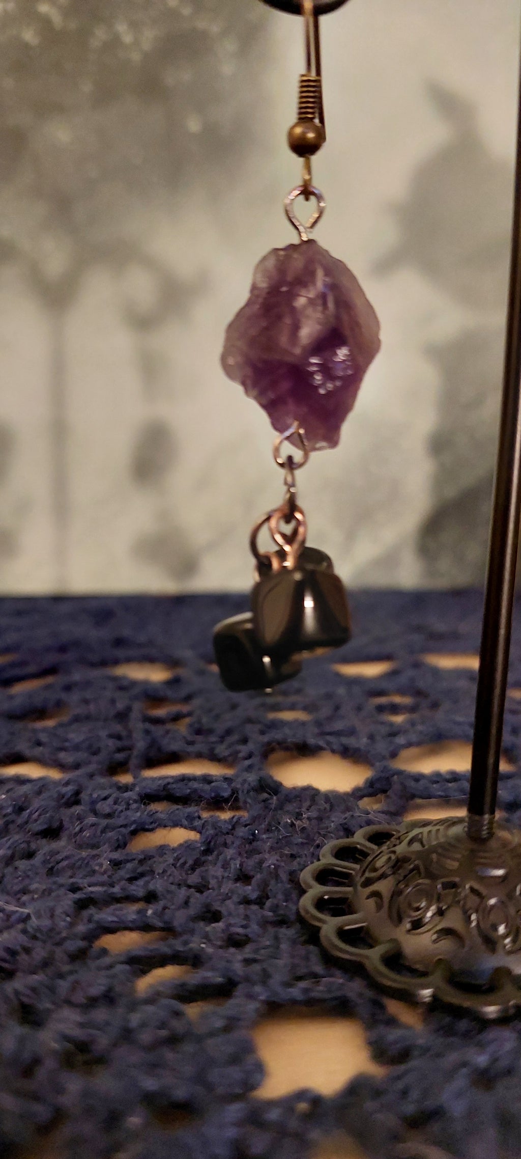 Raw Amethyst and Black Sardonyx Earrings
