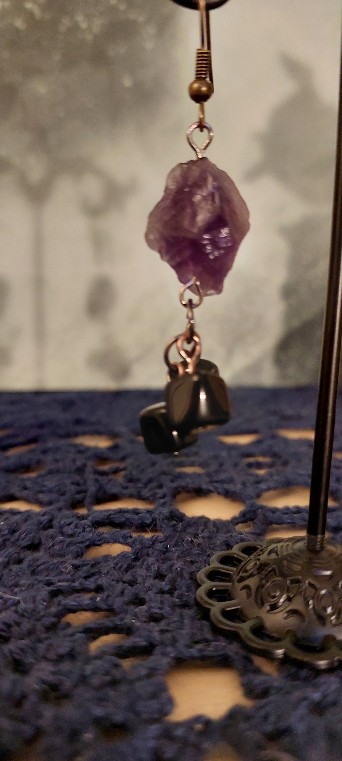 Raw Amethyst and Black Sardonyx Earrings