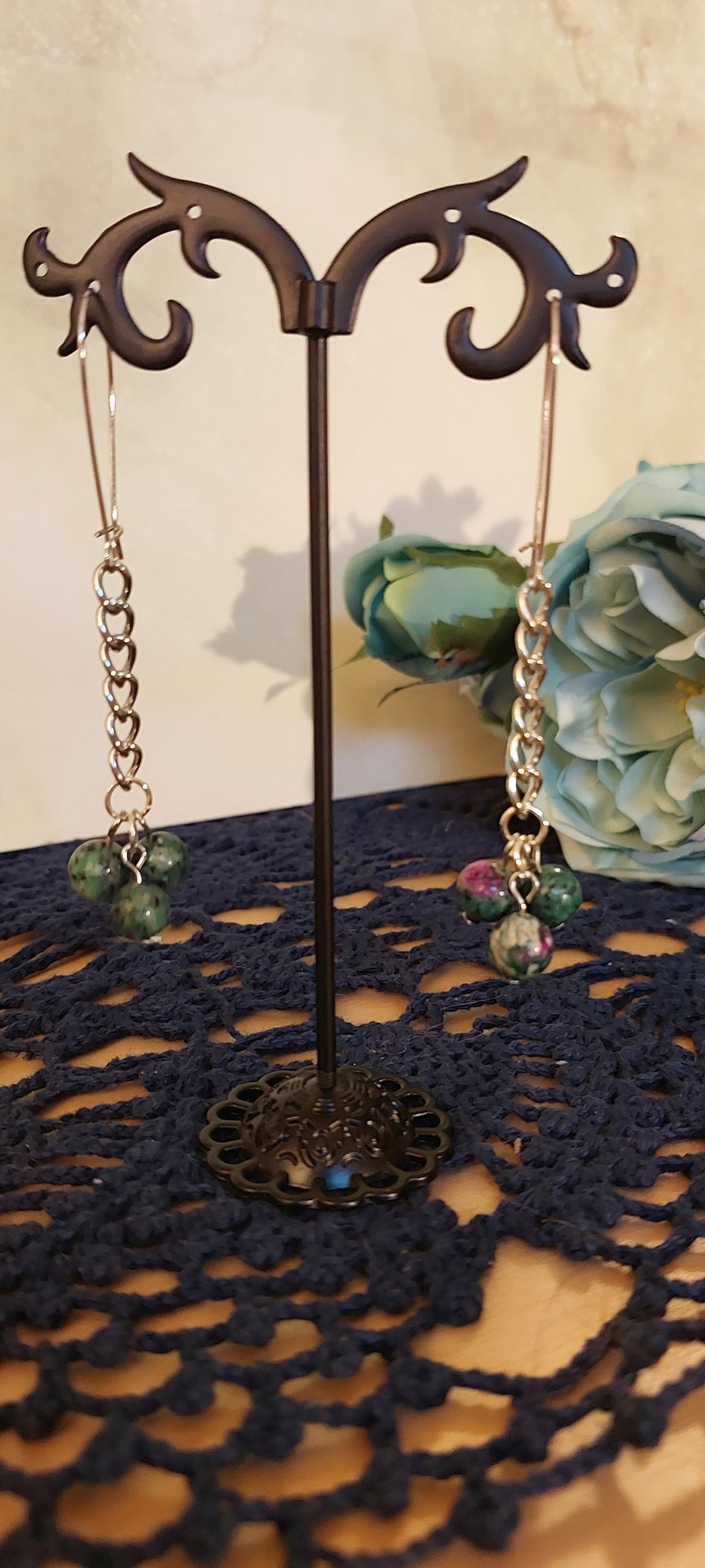 Green and Purple Earrings