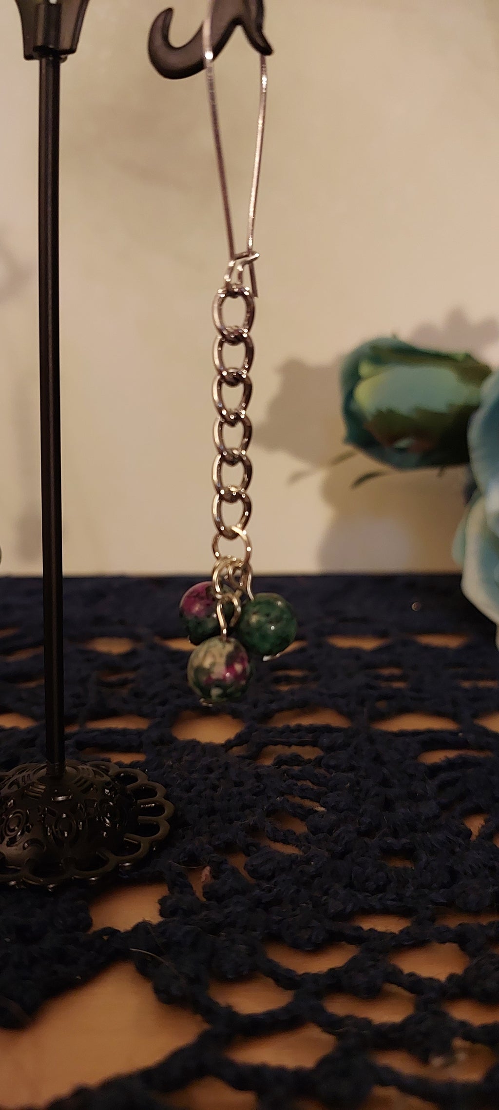 Green and Purple Earrings