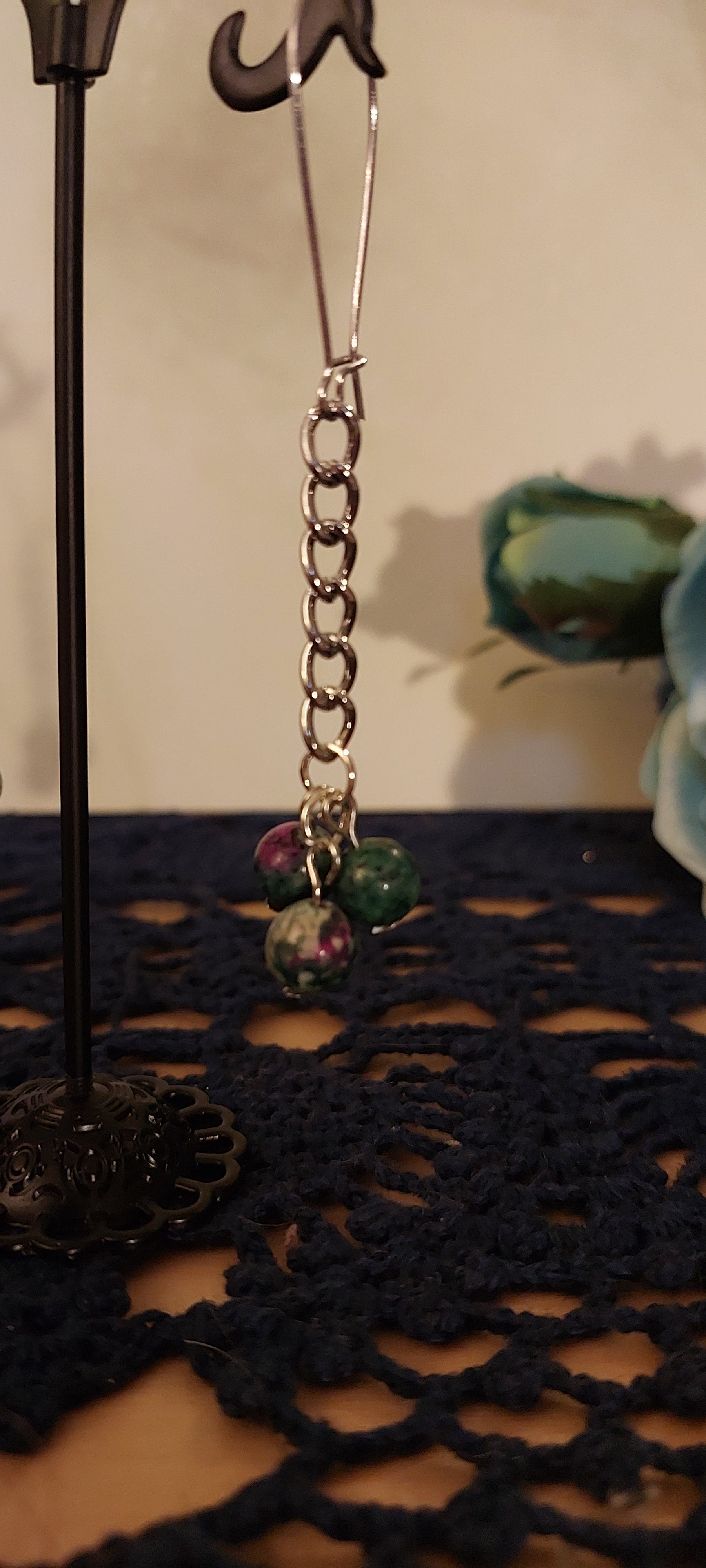 Green and Purple Earrings
