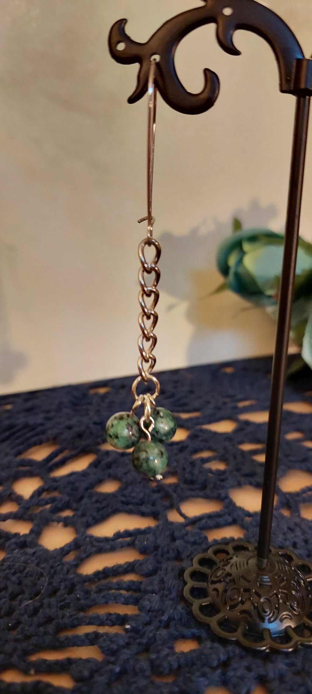 Green and Purple Earrings