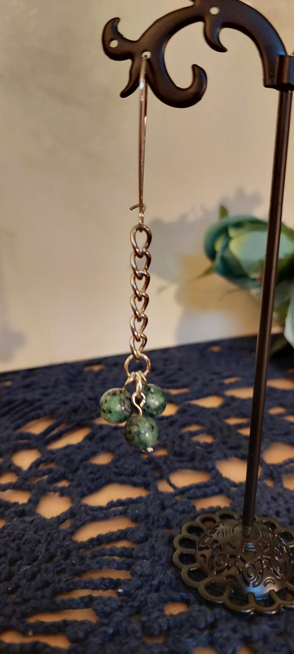 Green and Purple Earrings