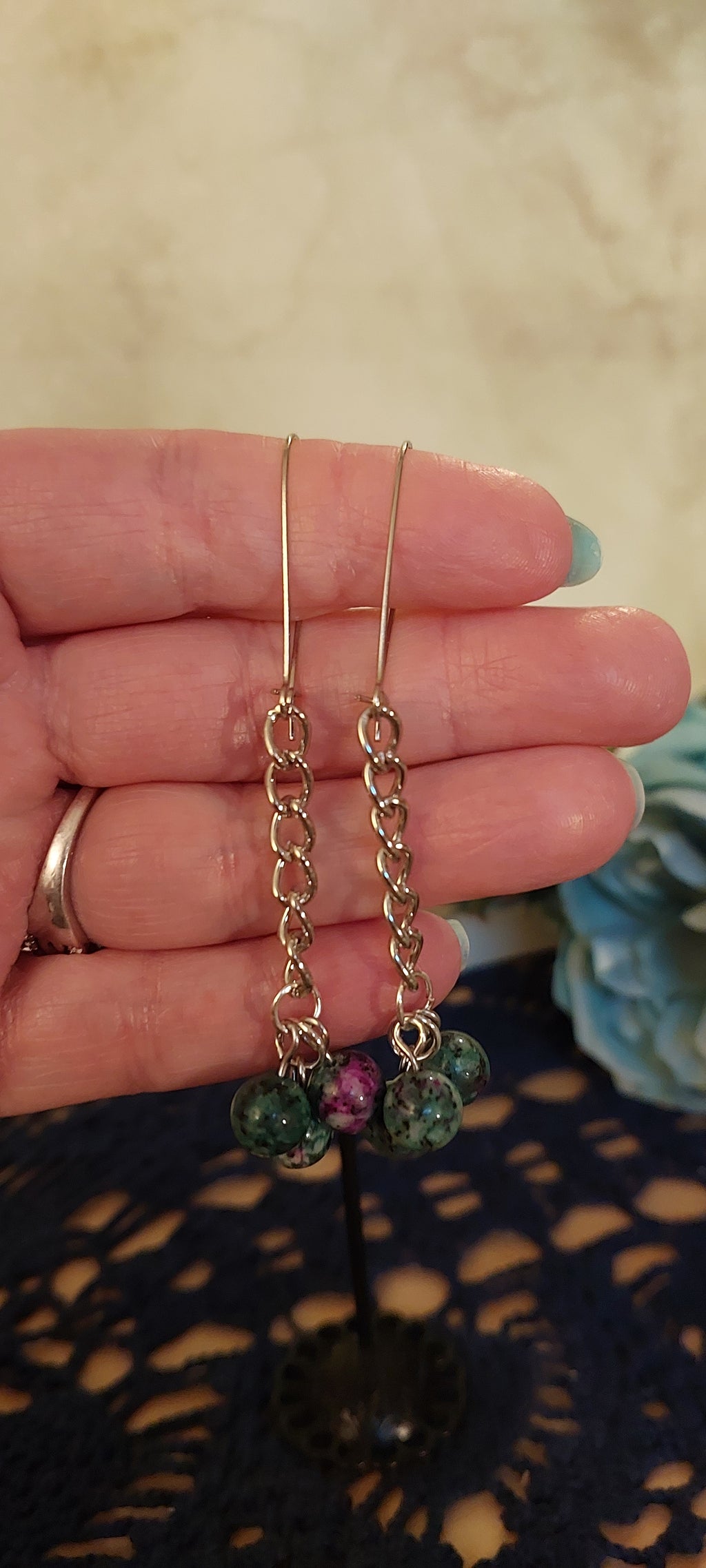 Green and Purple Earrings