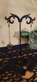 Green, Purple, and Brass Toned Earrings