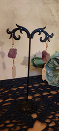 Raw Amethyst and Rose Quartz Earrings