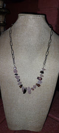 Rhodonite and Rose Quartz on a Silver Paper Clip Chain