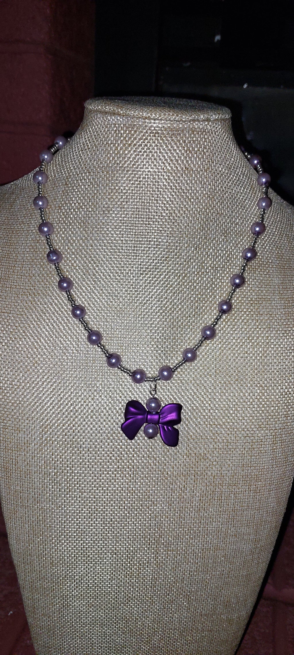 Purple Bow Necklace