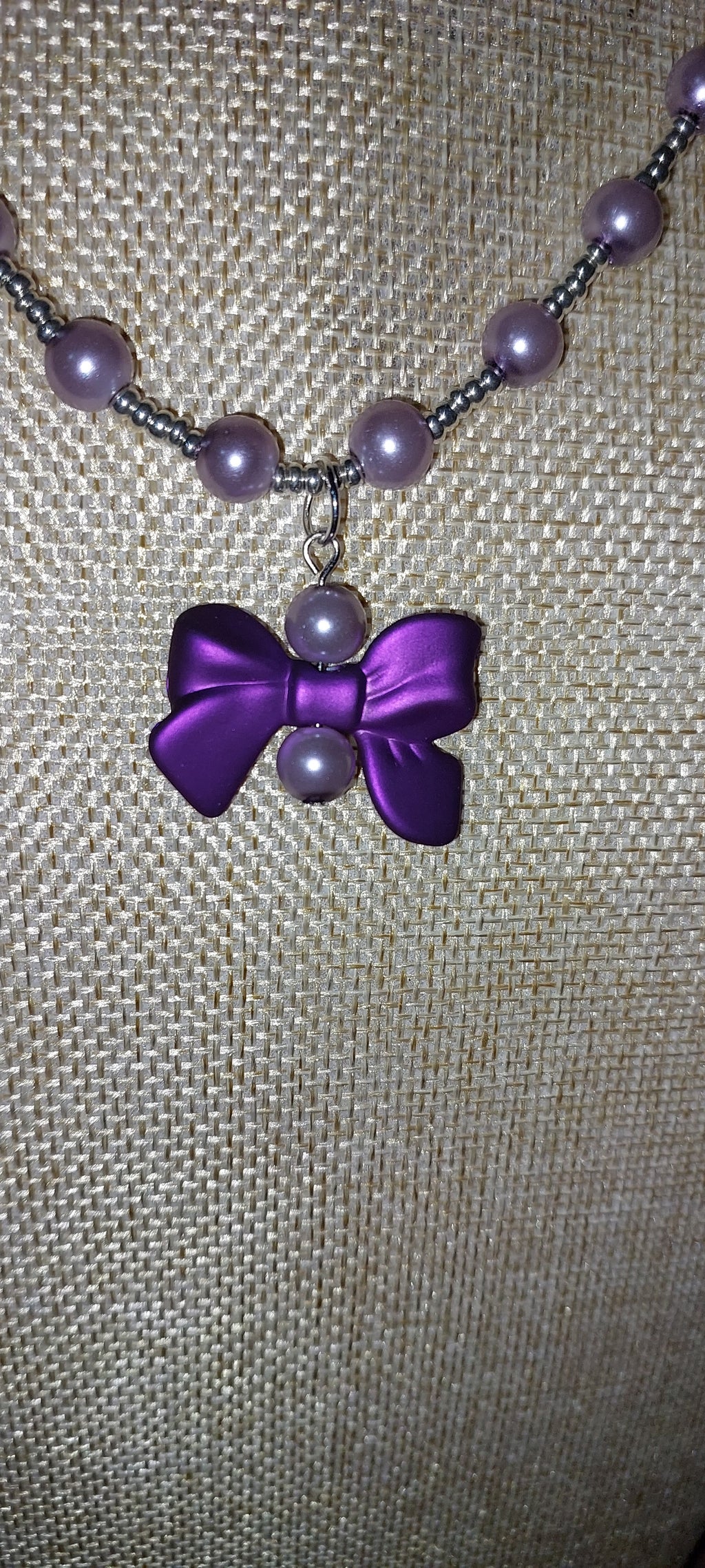 Purple Bow Necklace
