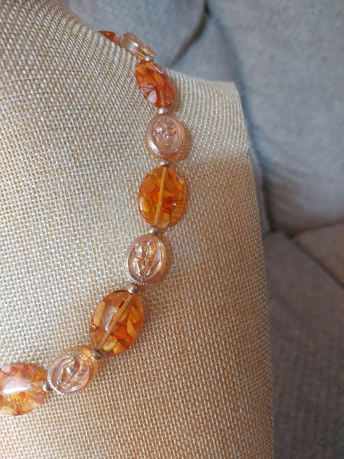 Orange Resin with Mother of Pearl Necklace