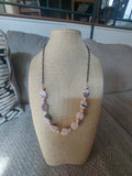 Pink Zebra Jasper and Black Necklace